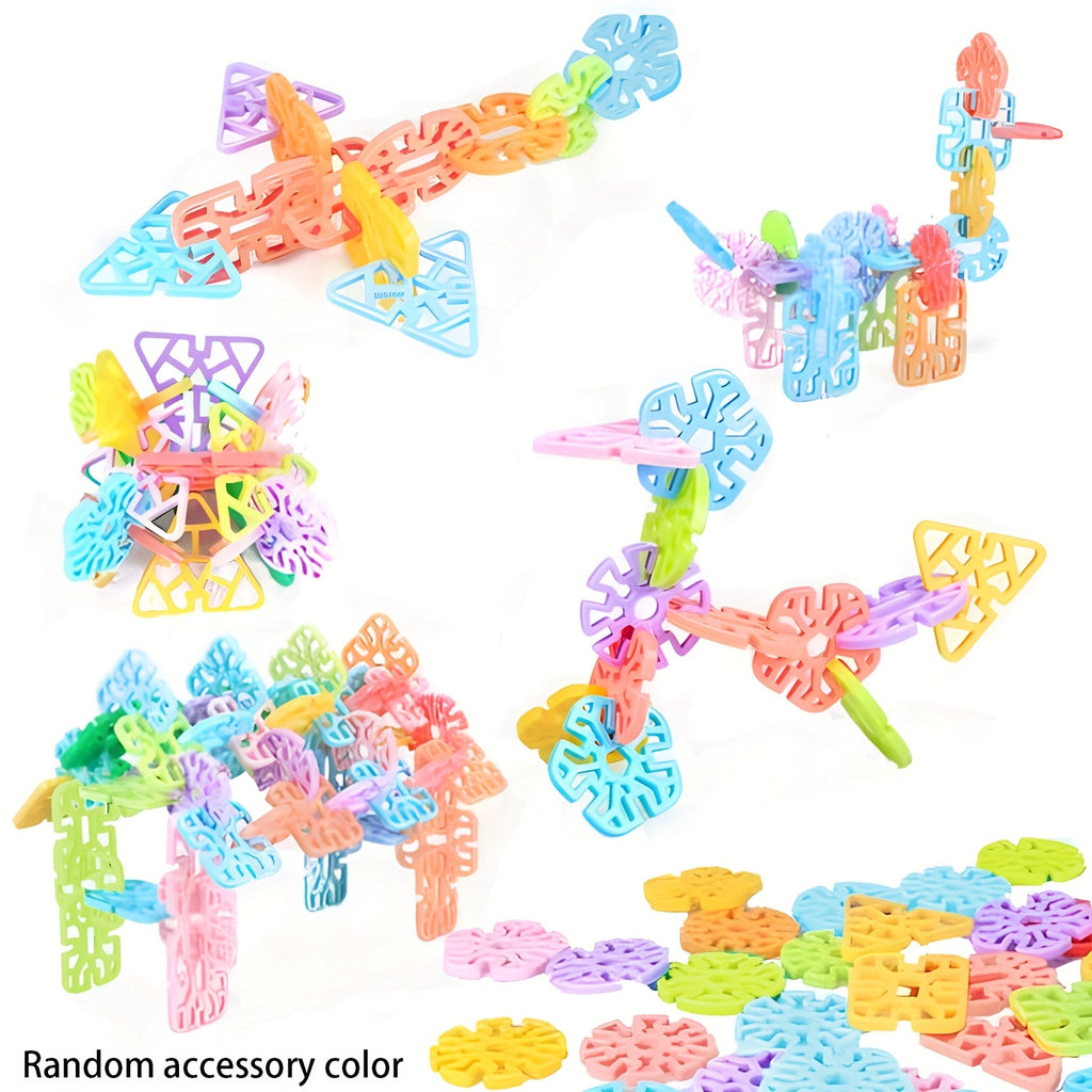 98-Piece Snowflake Building Blocks for Kids – STEM Educational Toy, Round Hole Puzzle Assembly, Creative Construction Kit, Best Gift for Boys & Girls Ages 3+