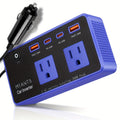 200W Car Power Inverter 12V to 110V AC – USB-C PD 24W Fast Charging, QC3.0 Dual USB Ports, Multi-Protection Car Charger Adapter for Laptop Phone Travel Road Trip