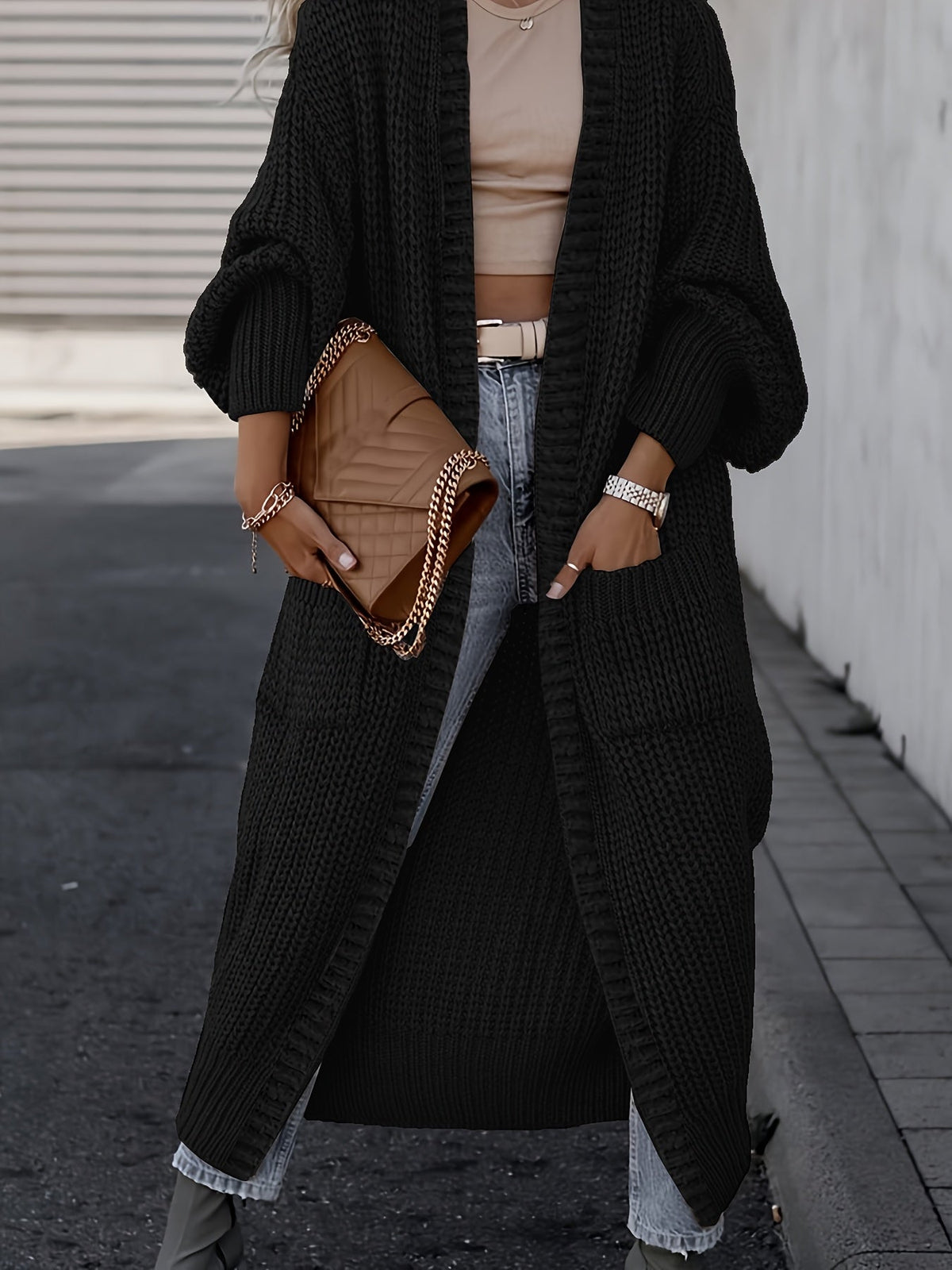 Women Drop Shoulder Cardigan Long Coat with Pockets Solid Color Long Sleeve Fall Winter Oversized Coat S M L XL XXL Grey Black Apricot Camel Navy Cozy Wrap Coat