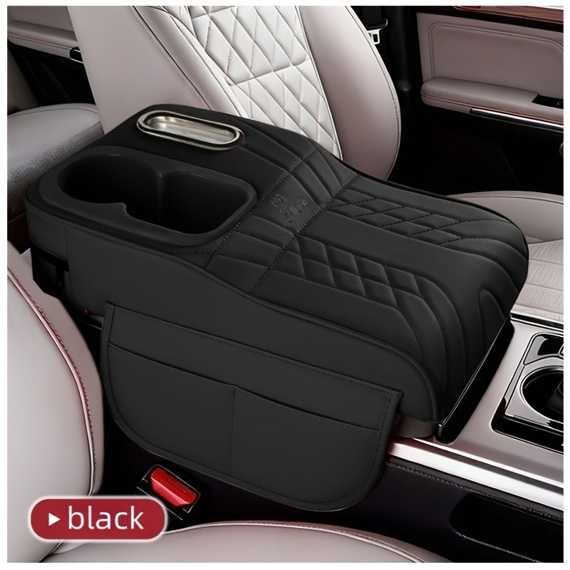 Car Center Console Tray Organizer with Raised Design Tissue Box Cup Holder Non-Slip Storage Mat Black Orange Red Brown Beige