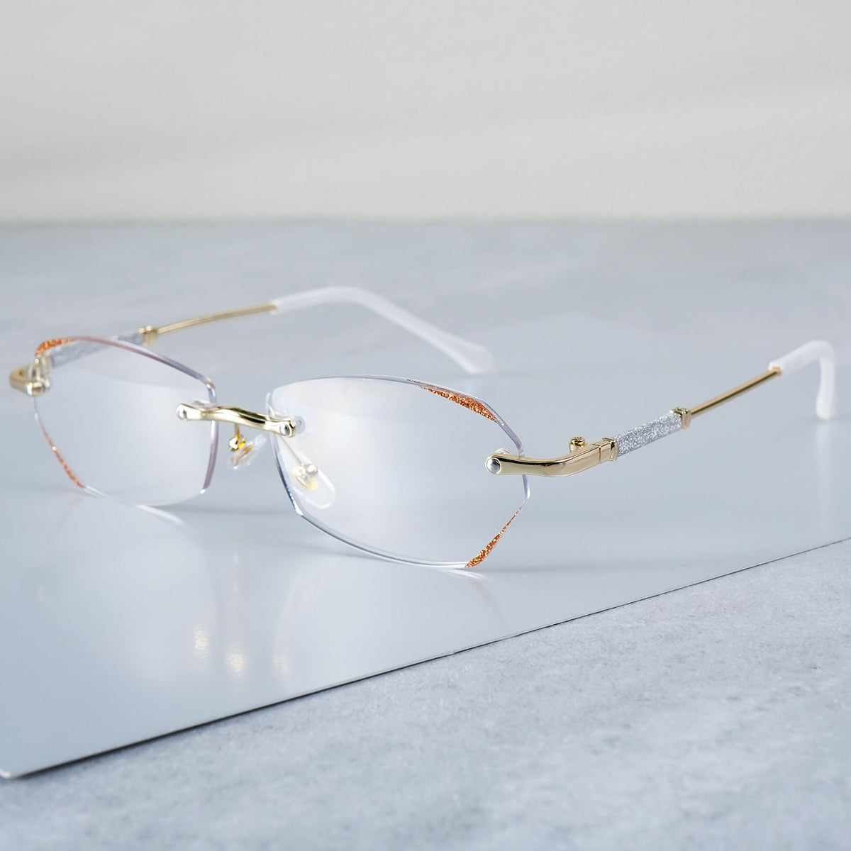 3-Pack Women's Rimless Reading Glasses with Diamond-Inlaid Edges Anti-Glare Lenses Lightweight PC Frame +1.0 to +4.0 Diopters for Phones Computers Books Christmas Gift