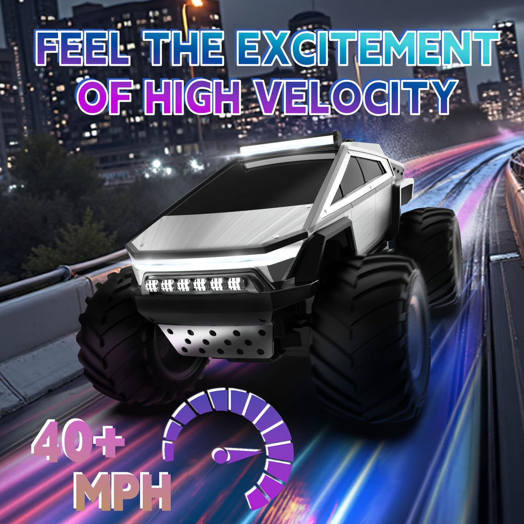 RC Monster Truck 1:14 1:18 Scale 2.4GHz 4WD Off-Road Remote Control Car with LED Lights Smoke Spray Effect Realistic Sound Metal Body Big Wheels for Kids Adults
