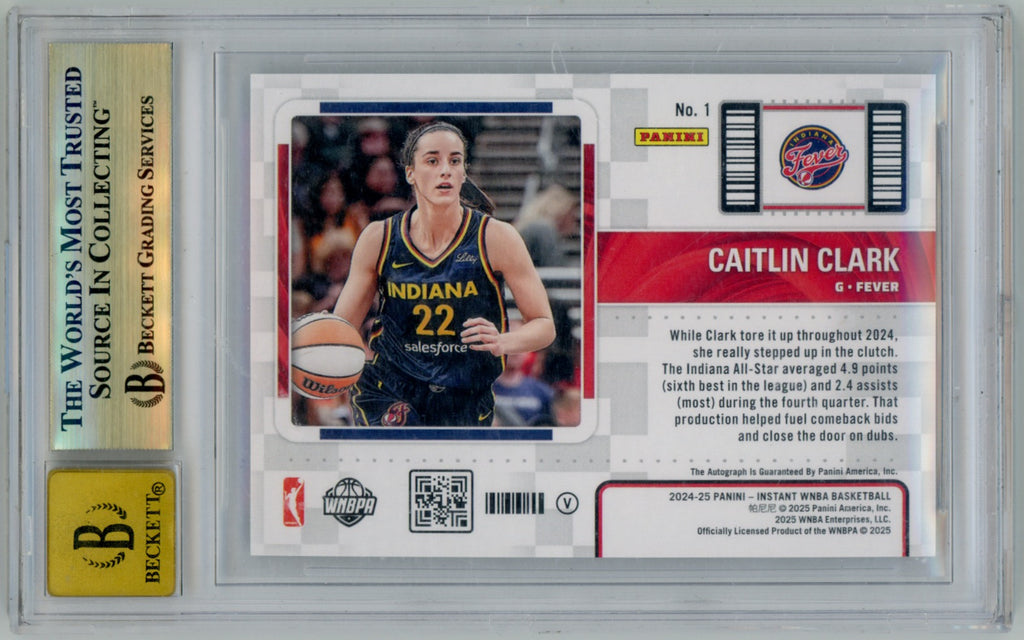 2024-25 Panini Instant Contenders WNBA Caitlin Clark #1 Cracked Ice Variation Auto 18/25 - BGS 9.5 / AUTO 10 Graded Slab | Ultra-Rare Rookie Autograph Investment Card