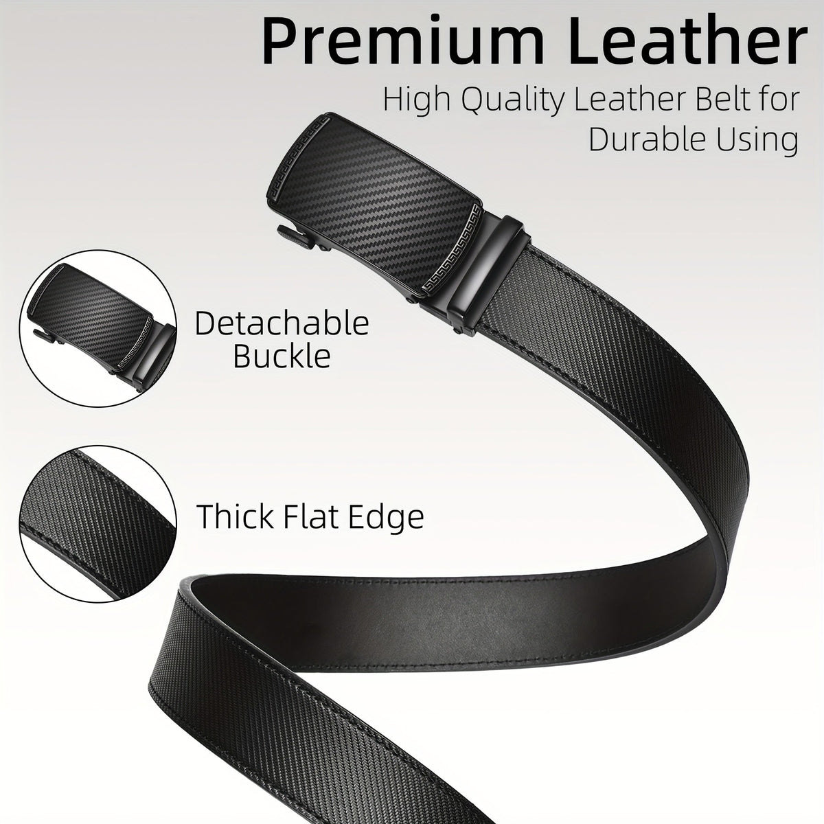 Men's Leather Slide Ratchet Dress Belt with Automatic Click Buckle – Zinc Alloy Buckle, Adjustable 28"-46" Waist, 8 Styles, Business Formal Belt, Perfect Gift for Husband, Father's Day & Christmas