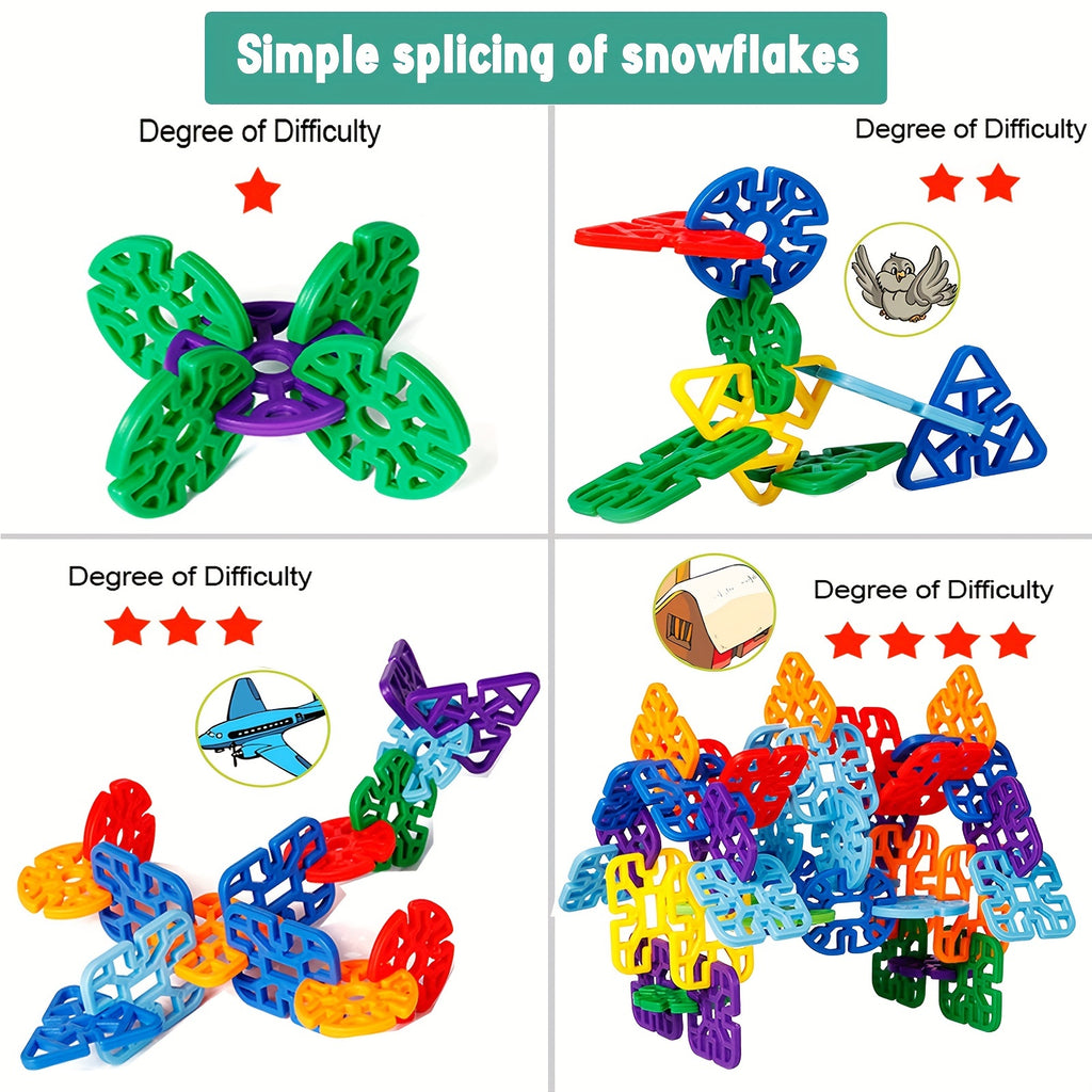 98-Piece Snowflake Building Blocks for Kids – STEM Educational Toy, Round Hole Puzzle Assembly, Creative Construction Kit, Best Gift for Boys & Girls Ages 3+