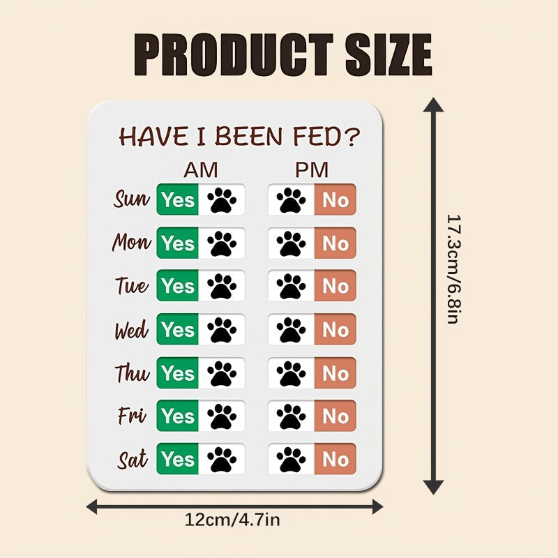 Pet Feeding Reminder Sign with Sliding Tracker – Dog & Cat Daily Morning & Evening Feeding Record Board, Adhesive Wall & Refrigerator Mount, Cute Pet Feeding Schedule Tracker for Multi-Pet Households
