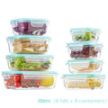 Glass Food Storage Containers Set of 8 with Lids – Borosilicate Leak-Proof Meal Prep Containers, Oven Microwave Dishwasher Safe, Stackable Kitchen Storage for Leftovers & Lunch