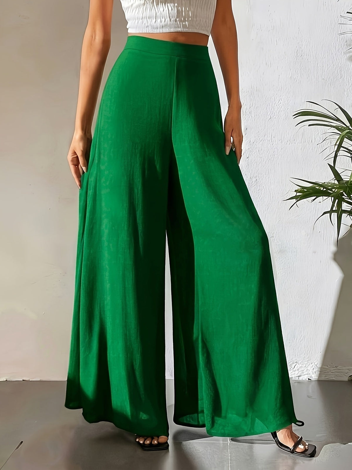 Women's Wide Leg Pants Casual Elastic Waist Lightweight Loose Long Pants for Women All Seasons Comfortable Fit Multiple Colors S-XXL