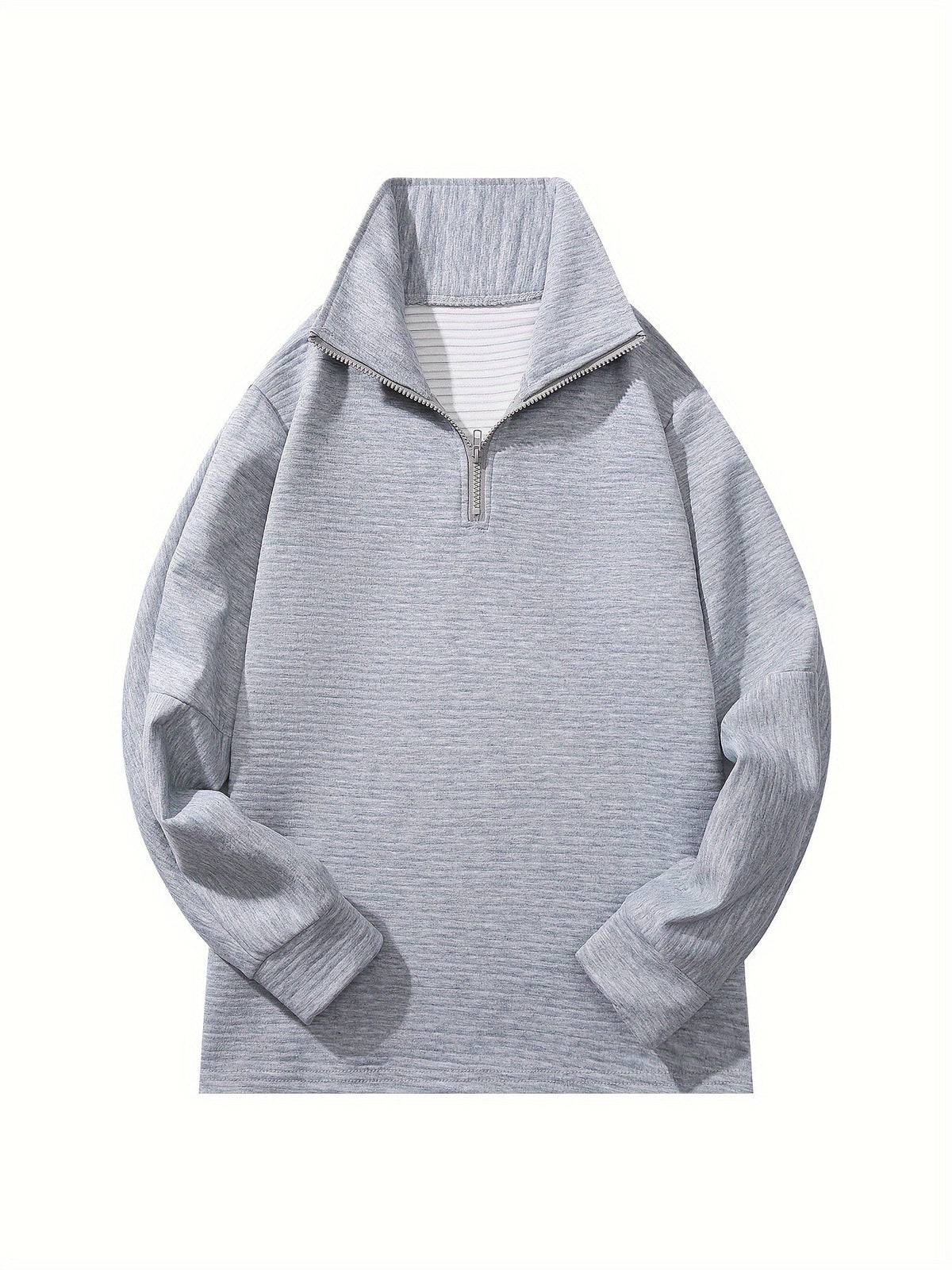 Women's V-Neck Zipper Pullover Sweater Long Sleeve Loose Casual Top Solid Color Pink Black Deep Red Ivory White S M L XL XXL