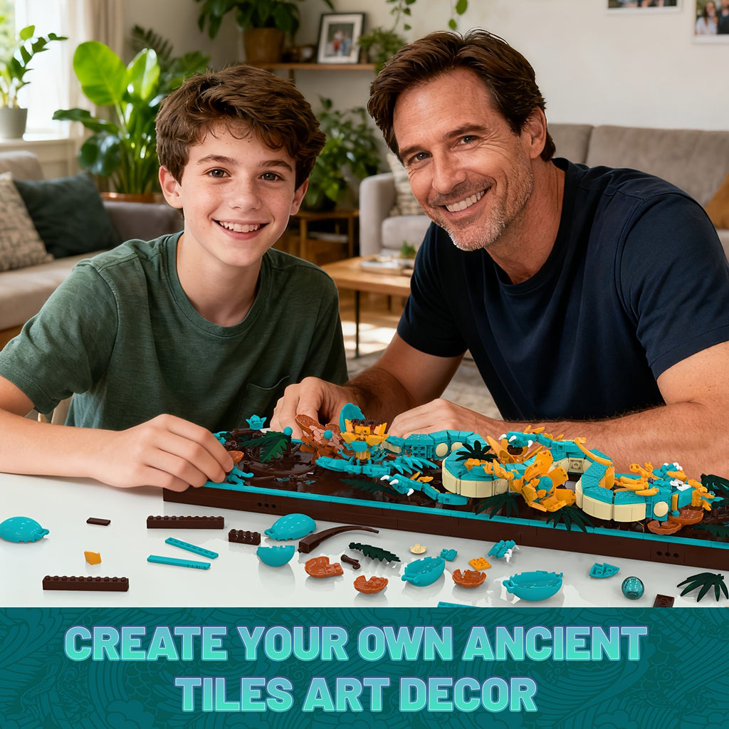 Dragon Wall Art Building Block Set 1574 Pieces LED Light Mythic Dragon Tile Frame Kit for Adults Teens Home Office Decor STEM Creative Gift Ages 14+