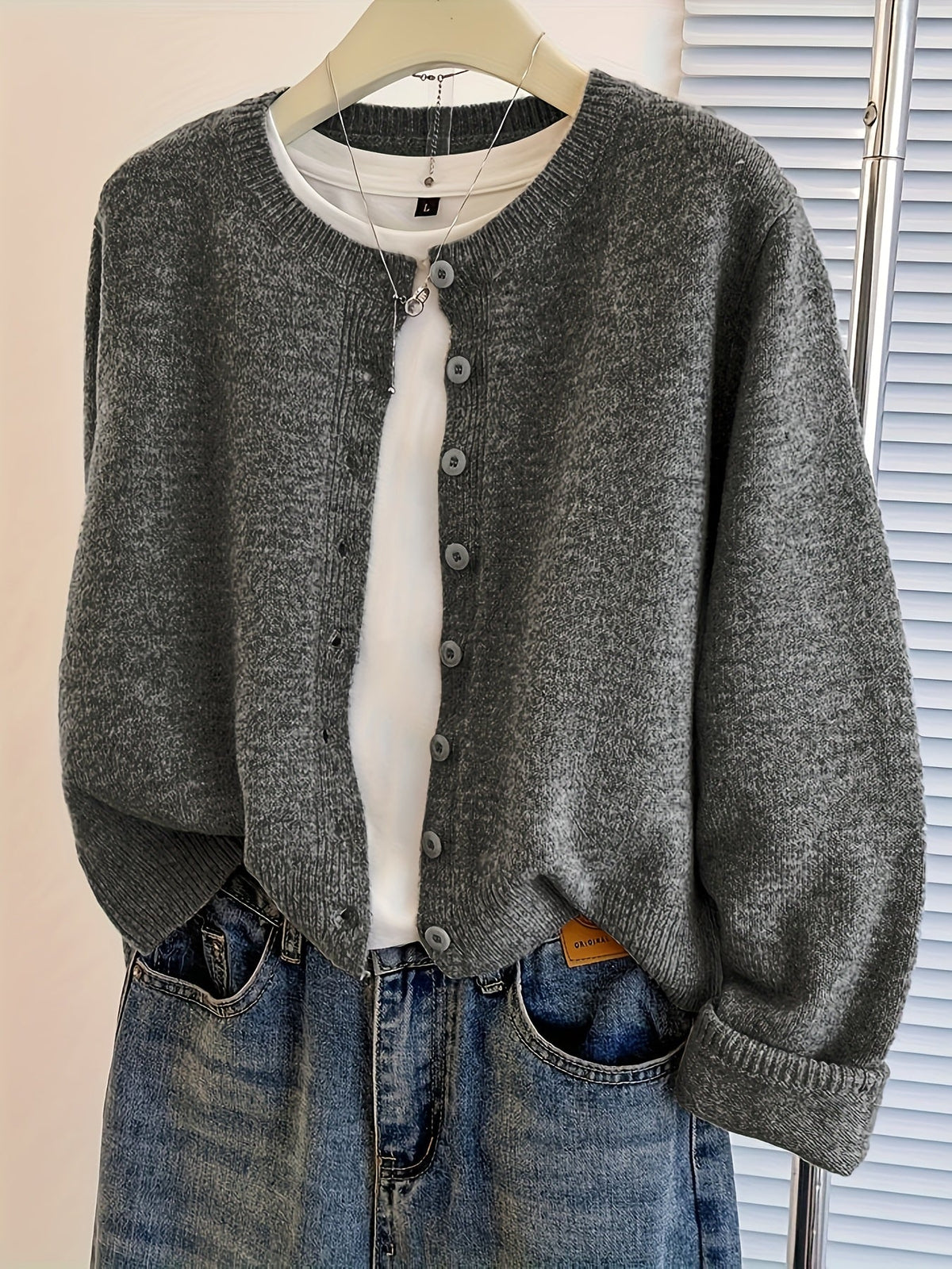 Women's Open Front Cardigan Sweater Button Closure Long Sleeve Knit Soft Cozy Casual Versatile Outerwear Fall Winter Fashion Jacket