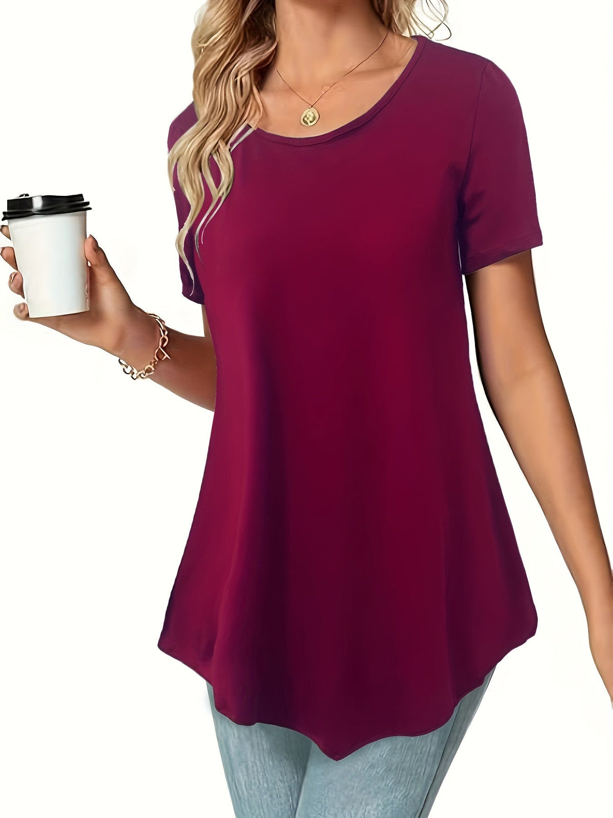 Women's Waist Cinching Dress Shirt Short Sleeve Casual Summer Knit Top Stretchy Fitted Blouse Black Blue Burgundy S M L XL XXL