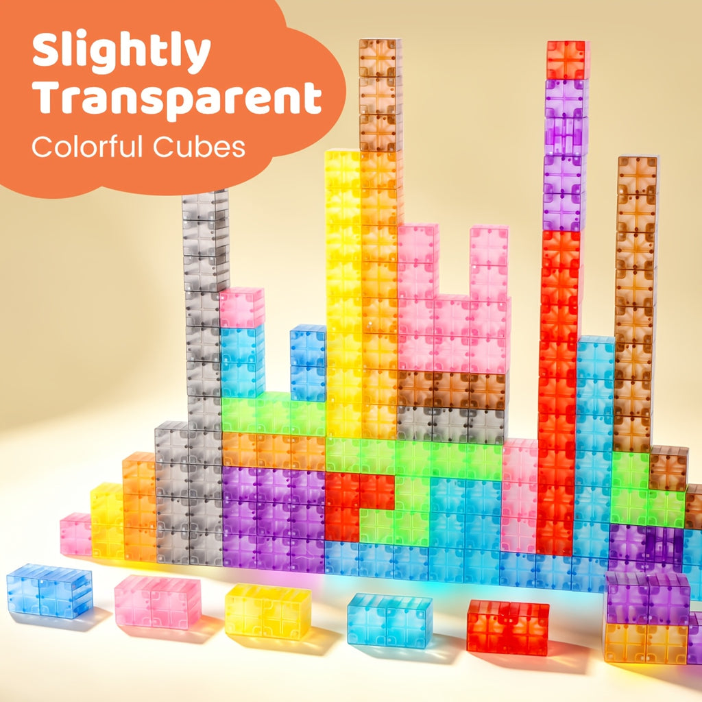 Magnetic Building Blocks 100 Pieces - Transparent Colorful Magnetic Cubes STEM Construction Toy, Creative Stacking Shape Tiles for Kids, Educational Gift for Boys & Girls, Birthday Christmas Halloween