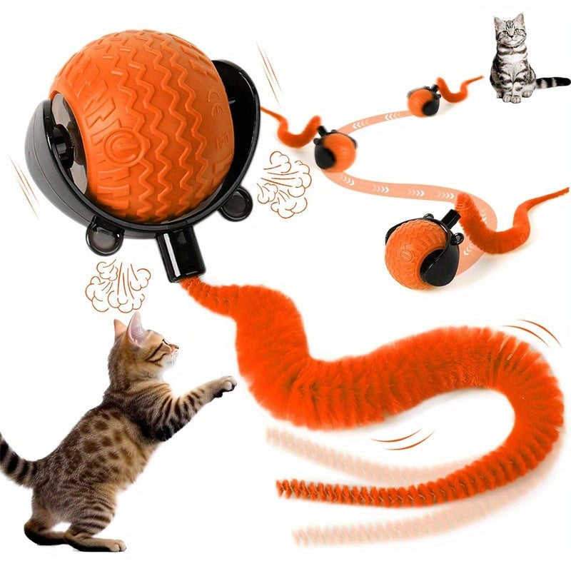 Interactive Electronic Rolling Ball Cat Toy – Automatic Smart Chase Ball with Tail for Indoor Cats & Kittens, Boredom-Busting Self-Moving Pet Toy for Adult Cats