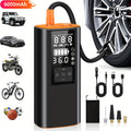 Portable Tire Inflator 150 PSI Wireless Air Compressor – Digital Pressure Gauge, Auto Shut-Off, LED Light, Dual Power 6000mAh Battery + 12V Cord, 4 Preset Modes for Car Motorcycle Bike Ball