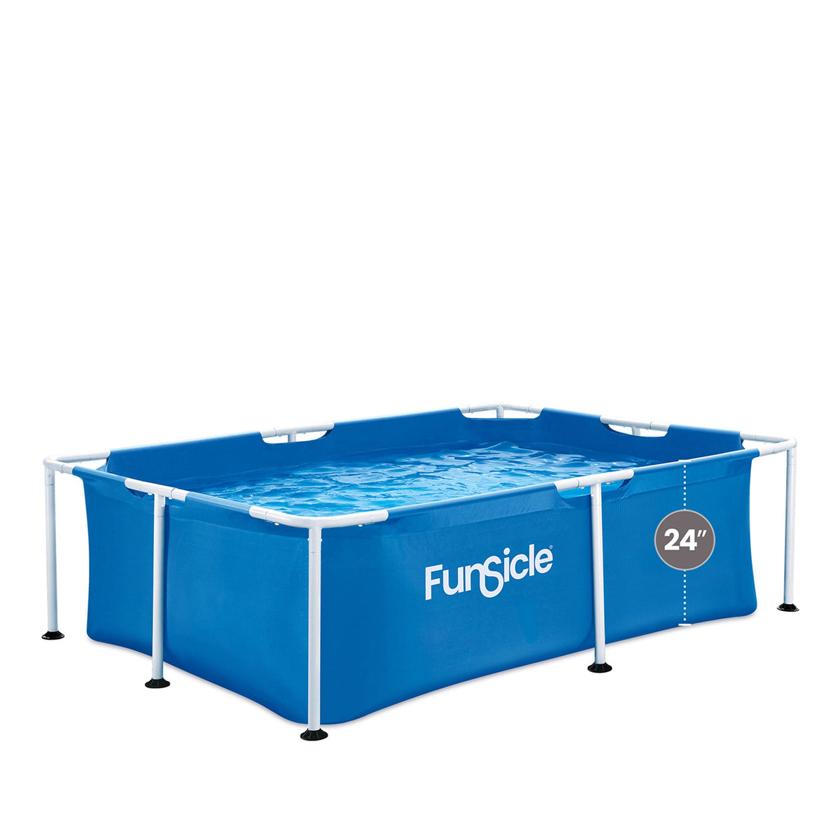 Funsicle 7-Foot Above Ground Activity Lap Pool for Family – SmartConnect Easy Setup, Durable Metal Frame, 3-4 Person Rectangular Backyard Pool for Kids & Adults Ages 6+, Blue