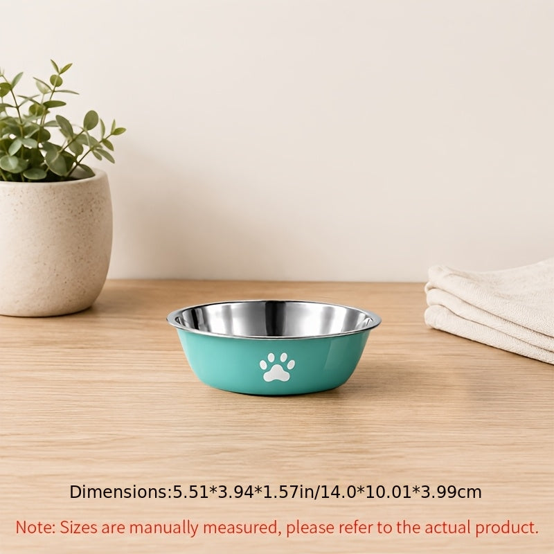 Stainless Steel Pet Bowl with Non-Slip Base – Colorful Printed Food & Water Dish for Cats and Dogs, Durable Easy-Clean Feeding Bowl for Small Medium Large Pets