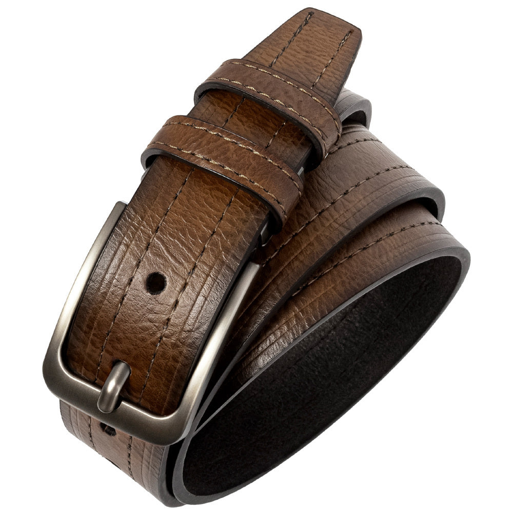 2-Pack Men's Genuine Cowhide Leather Belt with Gift Box – Adjustable Pin Buckle Classic Vintage Jeans Belt for Men, Sizes 30"-52"