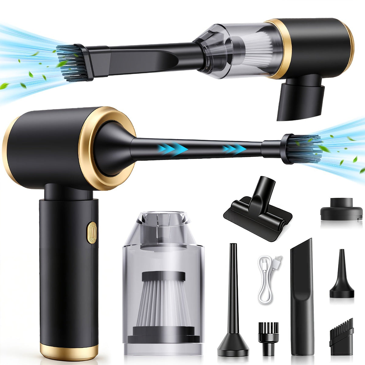 8000Pa Portable Car Vacuum Cleaner – Handheld Auto Vac with Blow & Suction Functions, Gap Cleaning Tools, High-Efficiency Strong Suction for Car, Office & Home Cleaning