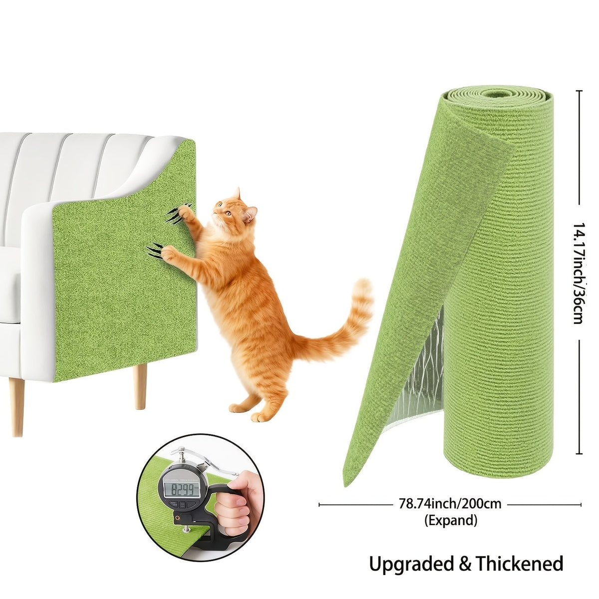 Cat Scratch Furniture Protectors Self-Adhesive - Trimmable Sofa & Wall Scratch Guards, Durable Cat Scratching Deterrent Pads for Couch, Chair, Door Frame