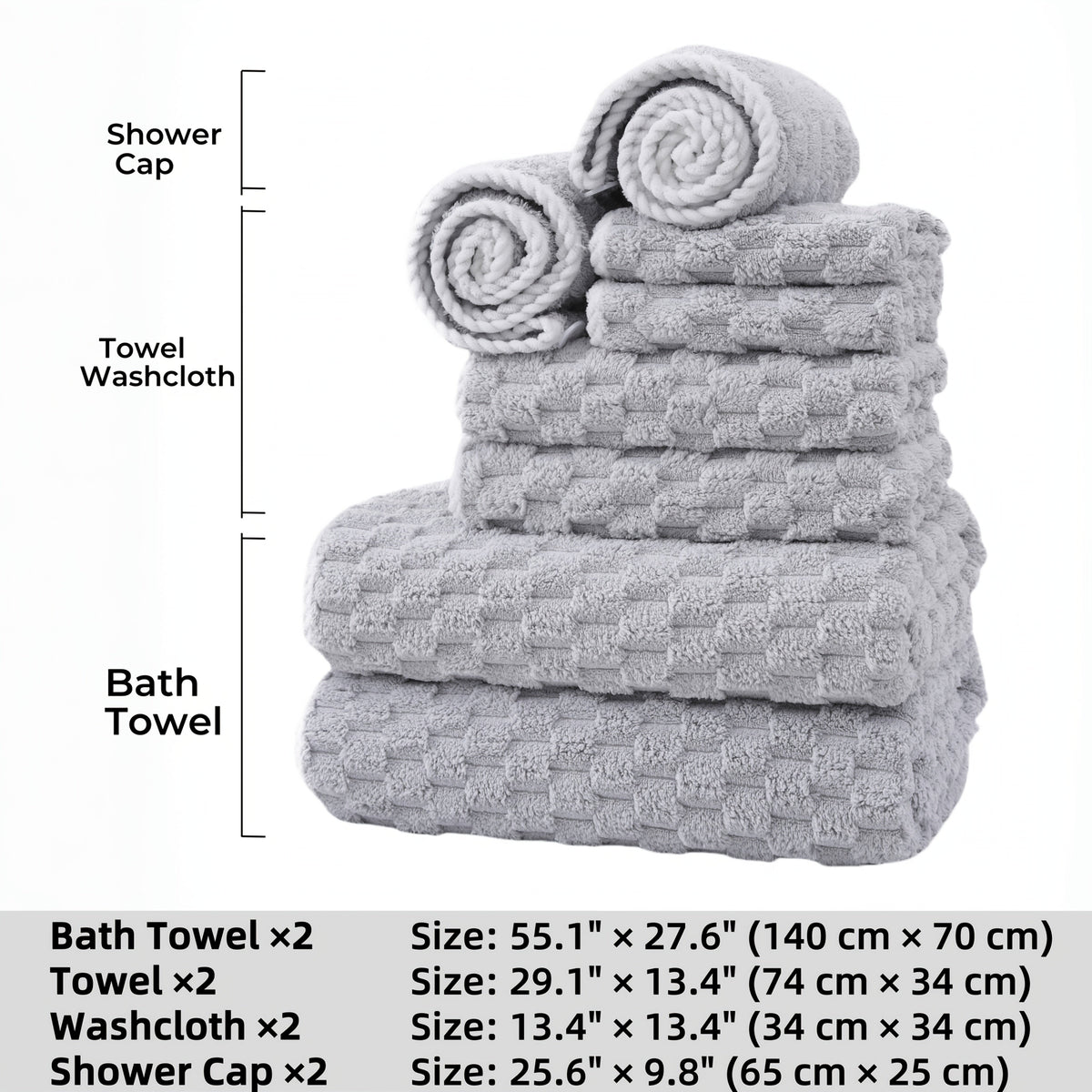 Waffle Weave Bath Towels 4-Pack & 8-Pack Ultra-Soft Quick-Dry Microfiber – Super Absorbent 281g/m² 80/20 Polyamide Spa Gym Travel Towels, Lint-Free Antimicrobial, Multiple Colors