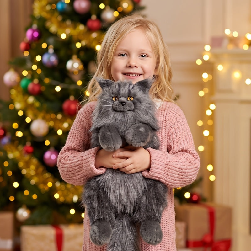 Realistic Black Maine Coon Cat Plush Backpack - Cute Animal-Shaped Handmade Soft Polyester Large Capacity Bag with Gift Box & Comb | Birthday Halloween Christmas Gift for Girls & Cat Lovers