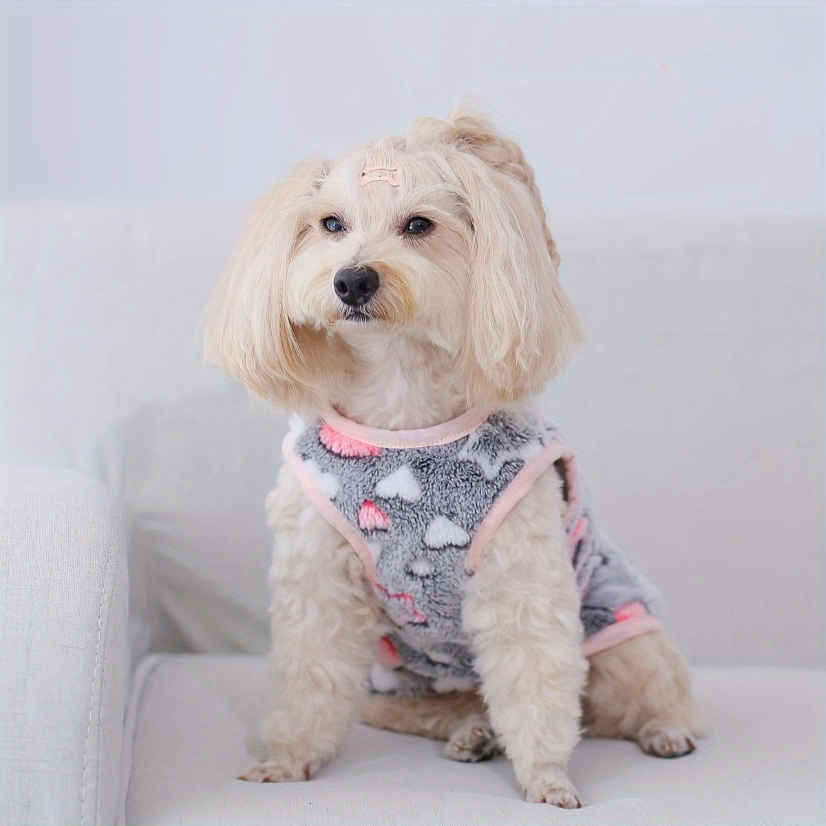 Star Moon Coral Fleece Pet Vest for Cats & Dogs - Cute Open-Back Warm Coat for Small to Medium Pets, Soft Indoor Outdoor Autumn Winter Dog Cat Sweater Apparel