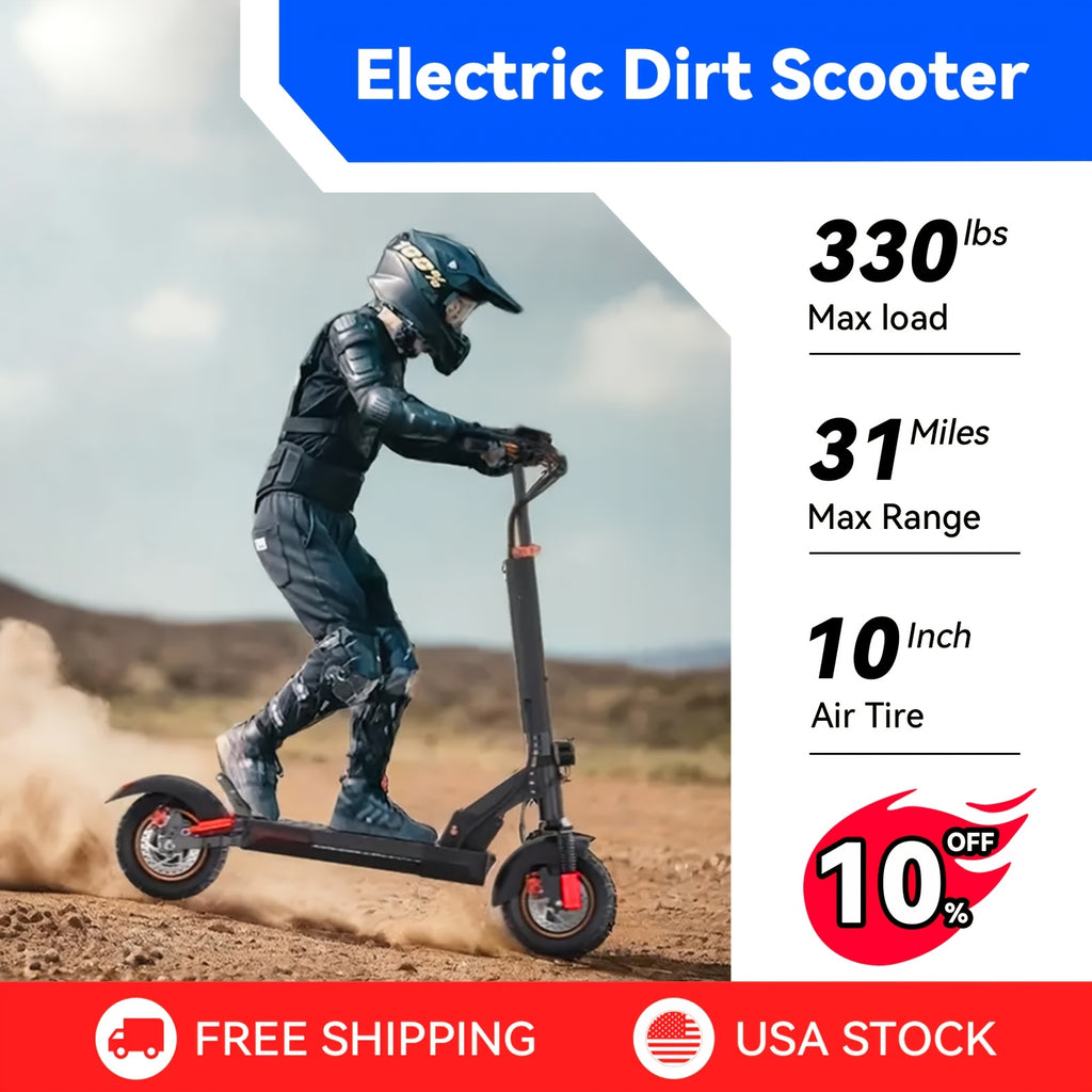 Electric Scooter for Adults 25 MPH 300 Lbs Capacity – 10 Inch Off-Road Foldable E-Scooter with 10AH/15AH Battery, 30-40 Miles Long Range, Heavy Duty Commuter & Trail Scooter for Men