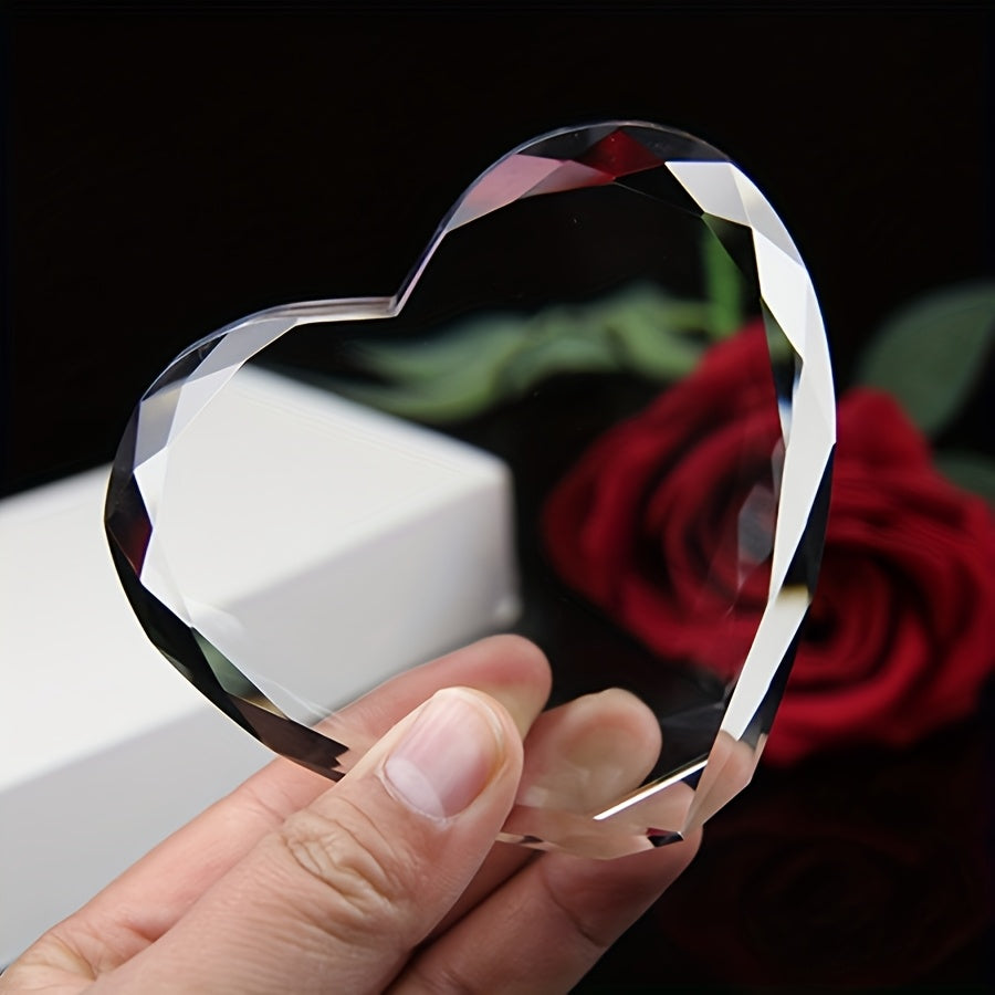 Custom Laser-Engraved Heart-Shaped Glass Photo Portrait – Personalized Pet Memorial & People Keepsake, Birthday Graduation Gift, European Style Transparent Crystal Ornament with Your Own Picture