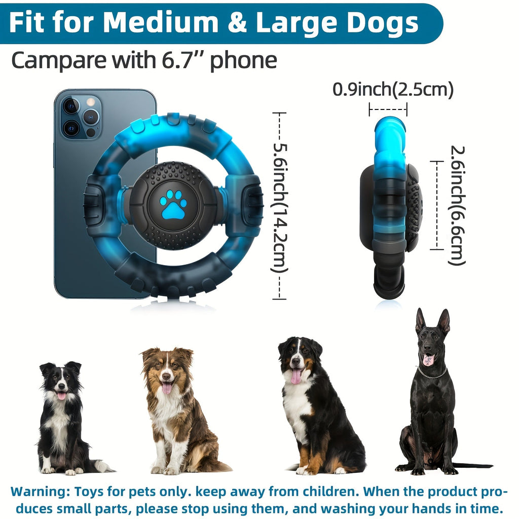 Steering Wheel Dog Chew Toy - Durable Nylon Chewing & Teething Toy for Aggressive Chewers, Puppy Dental Health & Boredom Relief, Safe Pet Supplies for Small Medium Large Dogs