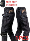 Men's Tactical Cargo Pants Lightweight Quick Dry – Breathable Multi-Pocket Hiking Pants with Belt, Relaxed Fit All-Season Outdoor Work Pants, Wear-Resistant – M to XXXL, Black / Grey / Khaki