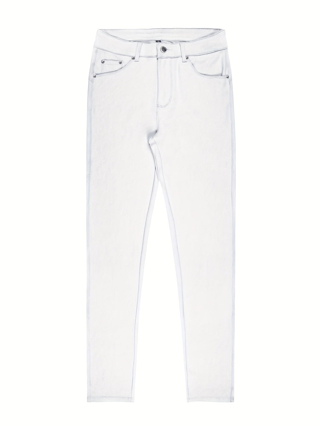 Women's High Waist Stretch Skinny Jeans Metal Button Detail Street Style Slim Fit Denim Pants 10 Colors S-XXL