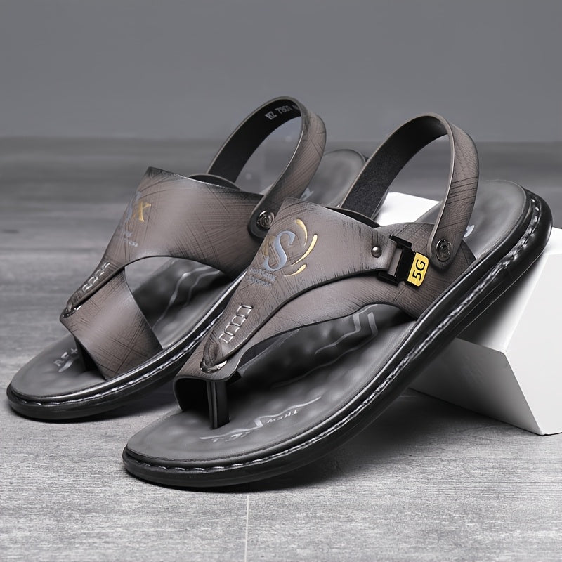 Men's Hiking Sandals with Arch Support – Slip-On Sports Beach Walking Sandals, Lightweight Casual Outdoor Shoes, Black Grey Brown, Sizes US 7–13.5, All Season Comfort