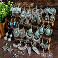 15 Pairs Bohemian Earrings Set for Women – Acrylic Turquoise Dangle Drop Earrings Ethnic Vintage Style Boho Jewelry Gift Set for Girls Ladies Party Daily Wear