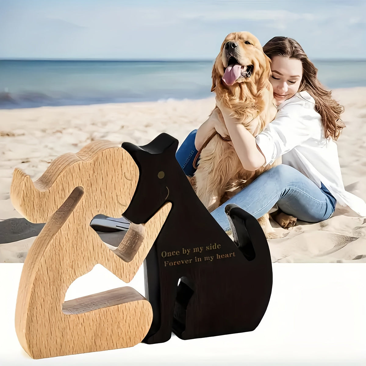 Handcrafted Wooden Dog Memorial Statue - Nordic Style Engraved Puppy Sculpture, Natural Wood Desktop Decor for Dog Lovers & Pet Memorials, Unique Dog Owner Gift for Thanksgiving, Christmas & Easter