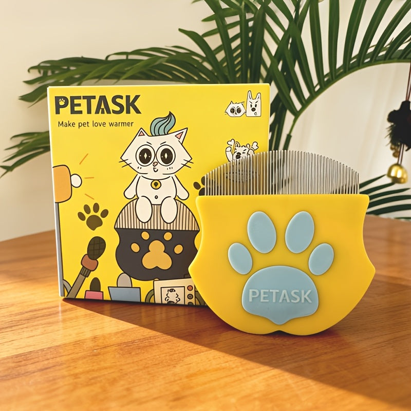 Pet Grooming Comb Set for Dogs Cats and Rabbits - Facial Wide-Tooth Needle Comb with Round Head Curved Design, Flea Comb and Tail Cleaning Comb for Small Face and Full Body Grooming