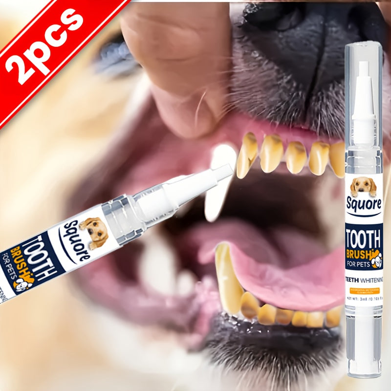 Pet Dental Cleaning Pen 2-Pack – Plant-Based Formula Teeth Cleaning Pen for Dogs & Cats, Effective Tartar & Plaque Remover, No-Brush Dog Teeth Cleaner for Fresh Breath and Healthy Gums, Easy Finger Application