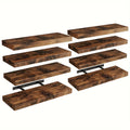 Floating Wall Shelves 15.8 Inch Rustic Finish with Invisible Brackets for Wall Decor Home Storage – 4 or 8 Pack in Rustic Brown Black Walnut