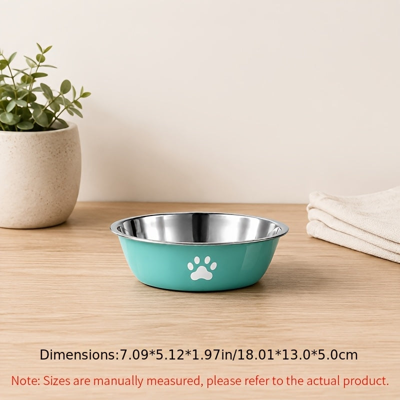 Stainless Steel Pet Bowl with Non-Slip Base – Colorful Printed Food & Water Dish for Cats and Dogs, Durable Easy-Clean Feeding Bowl for Small Medium Large Pets