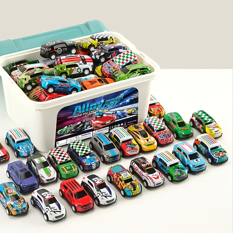 Mini Pull-Back Cars Bulk Pack 16 Pieces – Colorful Friction-Powered Toy Cars for Kids, Birthday Party Favors, Gift Bag Fillers, Halloween & Christmas Stocking Stuffers | Random Car Models & Colors
