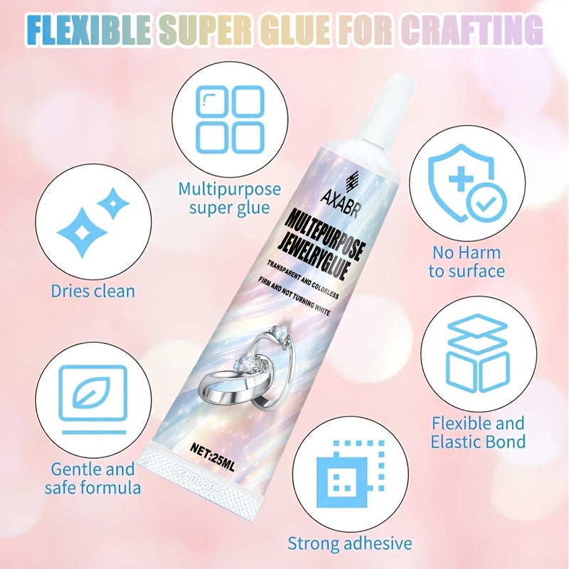 Professional Jewelry Adhesive High-Strength Fast-Drying Craft Glue with Precision Steel Needle Applicator – For Bonding Metal Plastic Jewelry Repairs DIY Ornament Making and Shoe Repairs
