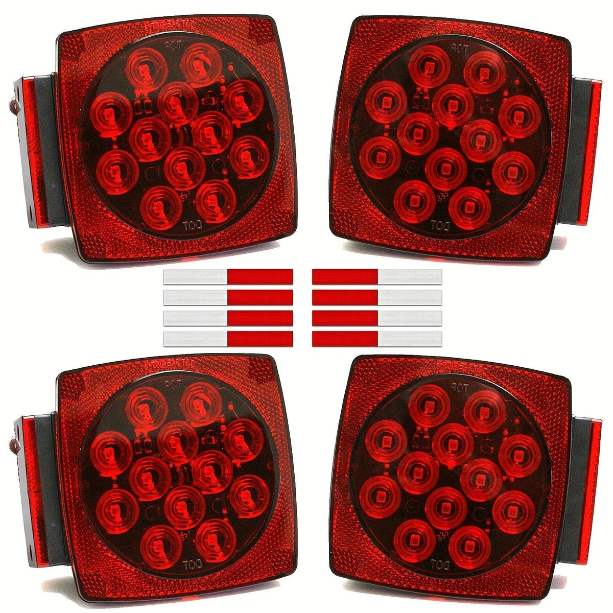 12V LED Trailer Lights Kit Stop Tail Turn Signal License Plate Light for Trailers Under 80" - Square Trailer Tail Lights for Boat Trailer Truck RV Camper Marine with Wiring Options