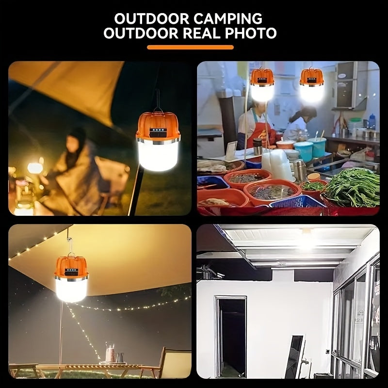 LED Camping Lantern USB Rechargeable with Built-In Power Bank, Ultra-Bright Portable Hanging Tent Light for Camping BBQ Patio Outdoor Emergency, Charges Mobile Phones, Freestanding & Hanging Design