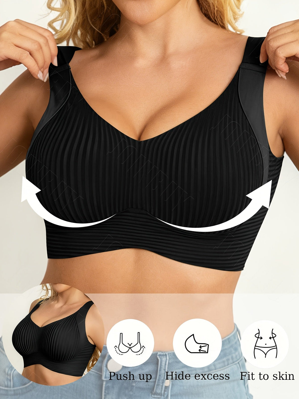 6 Pack Women's Seamless Sports Bras – V-Neck Wireless Bralette, Non-Removable Pads, Full Coverage Backless Design, High Elasticity for Running Yoga Gym Daily Wear, Solid Color Activewear Set