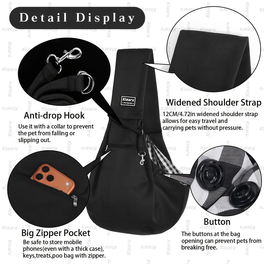 Pet Sling Carrier Bag for Cats & Dogs up to 14 lbs - Small Dog Cat Crossbody Shoulder Bag with Zipper Pocket - Hands-Free Outdoor Travel Pet Carrier Sling for Cats Dogs - Halloween Christmas Pet Gift