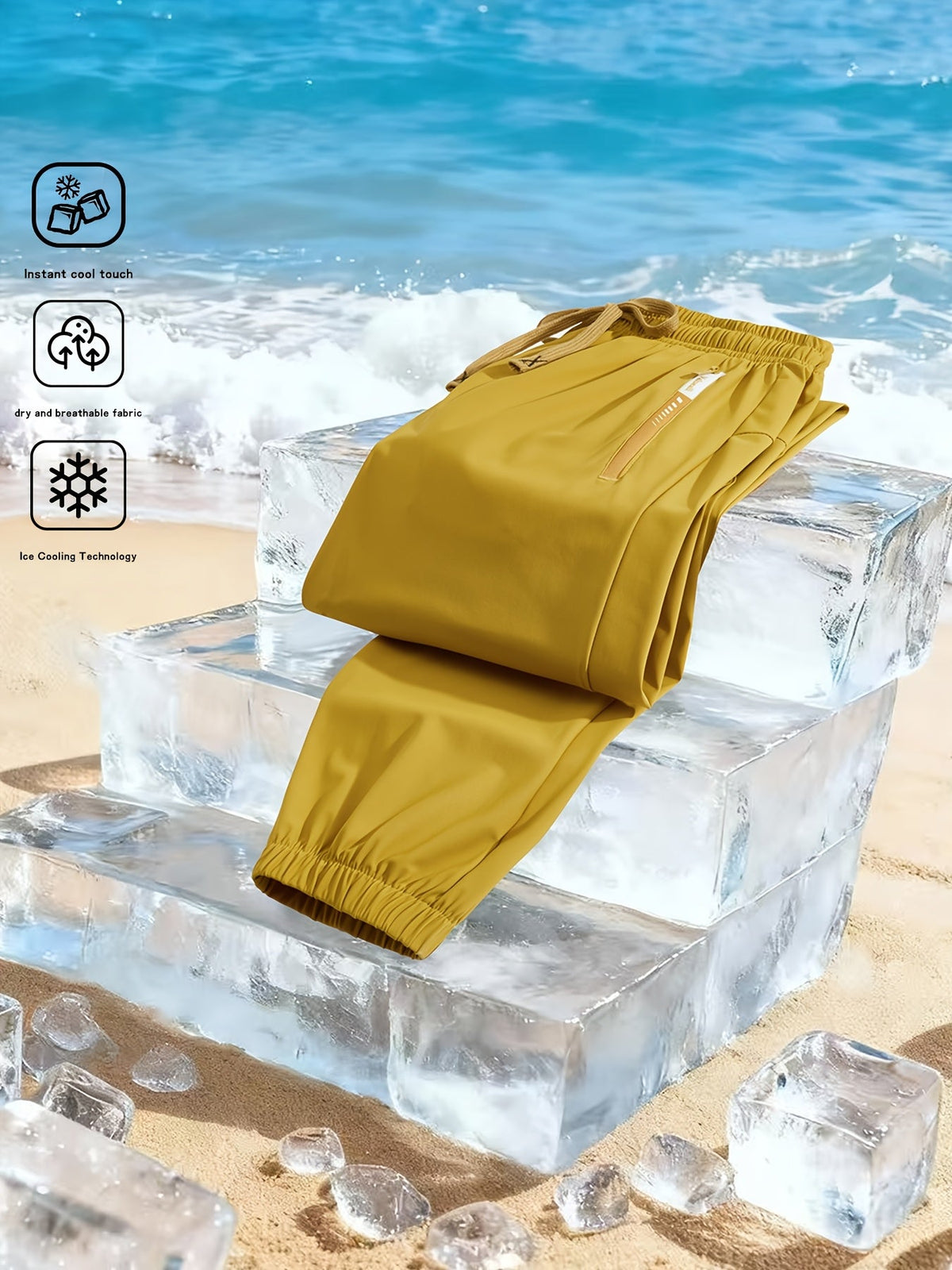 Women's Quick-Dry Ice-Feel Ankle Pants – Cooling Technology Breathable Elastic Waist Drawstring Summer Pants for Outdoor & Casual Wear