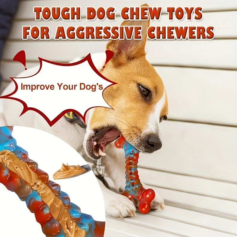 Tough Dog Chew Toys for Aggressive Chewers - Indestructible Nylon Bone for Large Medium Breeds, Puppy Teething Chew, Beef & Peanut Butter Flavors, Keeps Dogs Busy