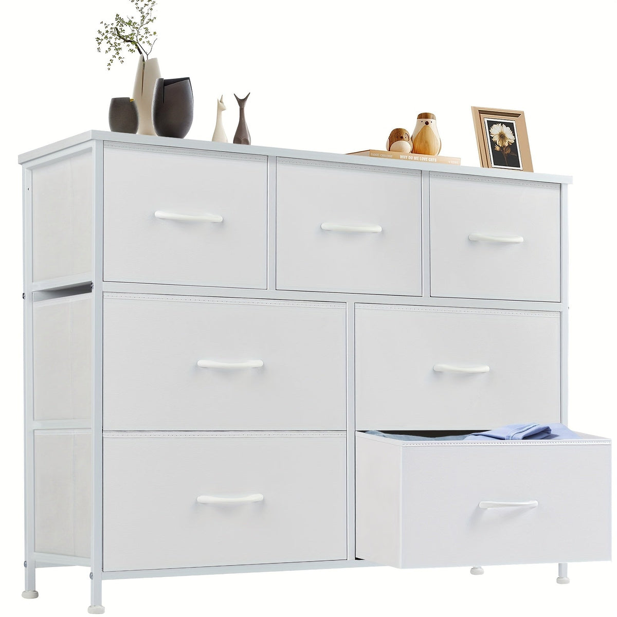 Drawer Cabinet with Metal Frame & Hardwood Top – Home Office Storage Organizer, 2 to 10 Drawers, Assembly Required – White, Grey, Black, Rustic Brown – Bedroom, Living Room & Office Filing Cabinet