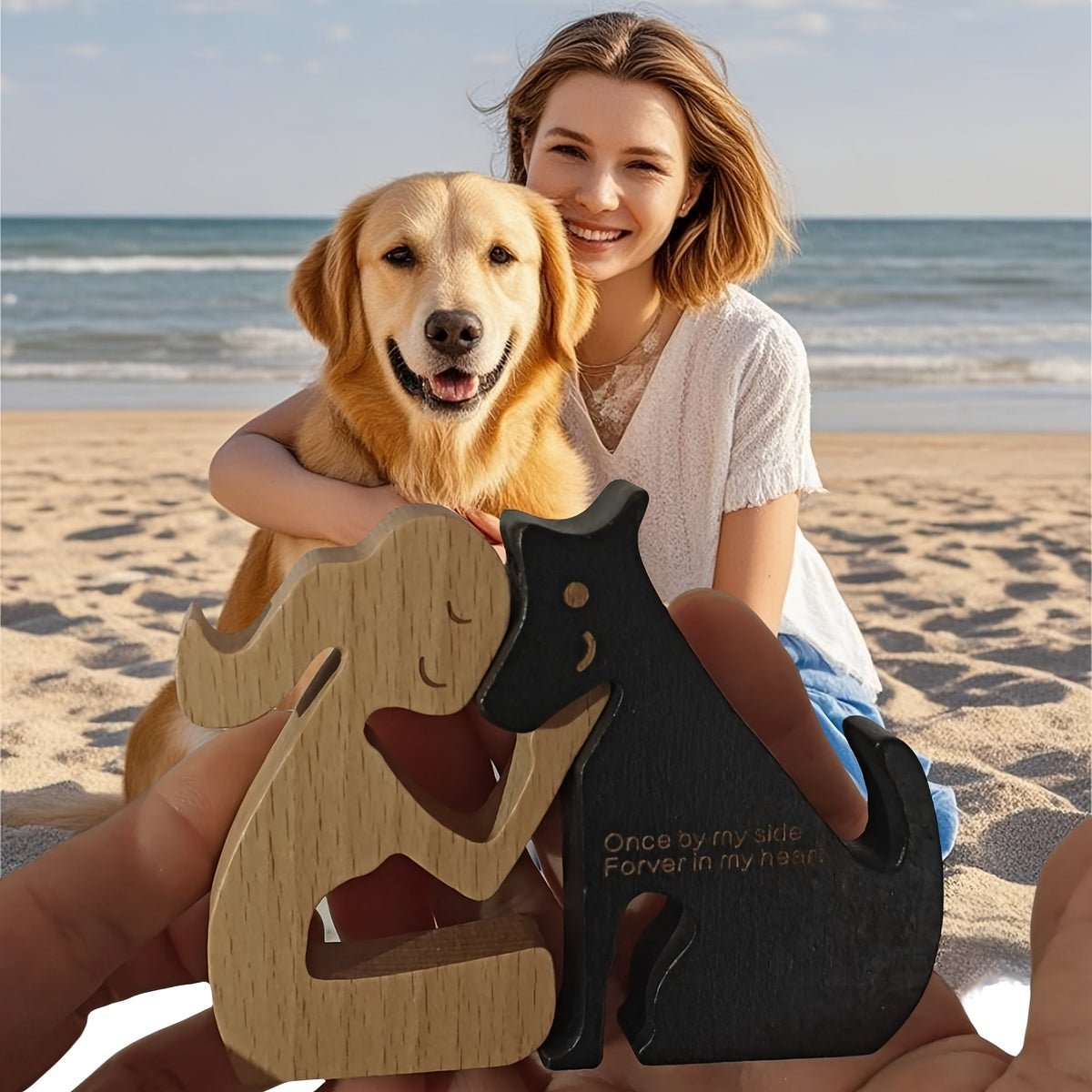 Handcrafted Wooden Dog Memorial Statue - Nordic Style Engraved Puppy Sculpture, Natural Wood Desktop Decor for Dog Lovers & Pet Memorials, Unique Dog Owner Gift for Thanksgiving, Christmas & Easter