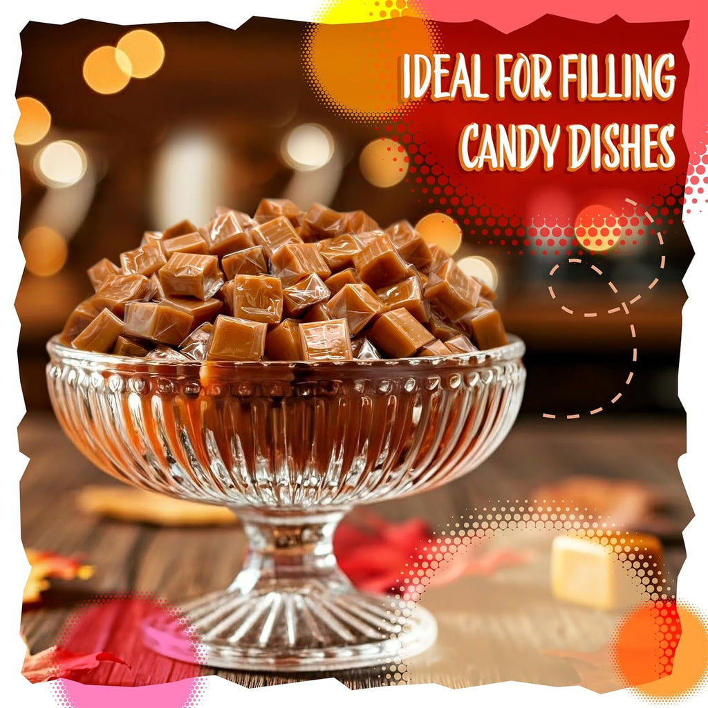 Sea Salt Caramel Cubes Candy 3 Pounds Bulk Pack – About 225 Count, Individually Wrapped, Chewy Caramel Candy for Sharing, Snacking, Gifting, Baking & Candy Bowls